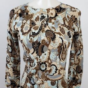 Sigrid Olsen Sweater size XS Brown Paisley Stretch